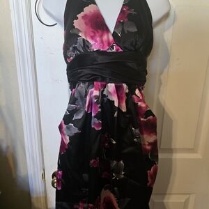Speechless Black and Pink Floral Prom Dress